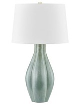 Hudson Valley Galloway Table Lamp with Fabric Drum In Ceramic Moss Ivory picture