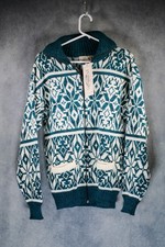 Vintage 1990s Flatiron Mills Full Zip Nordic Sweater Deadstock NWT Medium picture