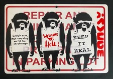 Very Vintage Rare Banksy Original spray stencil  Street Sign Painting 2014 picture