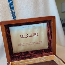 1940s 1950s Vintage Wood LeCoultre Watch Presentation Box Velvet and Silk Lined picture