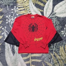 1996 VTG Marvel Spider-Man Web Underarm Boys L 10-12 Long Sleeve Shirt Red SS picture