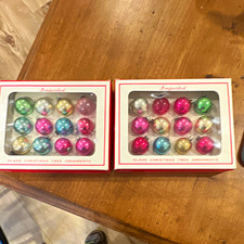 Sears 12-Pc 1in Glass Round Bauble Ornaments, Multicolor, MPN 9311 Japan picture