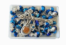 Catholic Deep Dark Blue Jerusalem Crystal Rosary picture