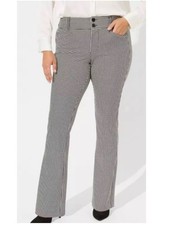 Torrid Tall Herringbone Plaid Mid-Rise Bootcut Trouser Pant Stretch Black 14XT picture