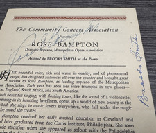 VTG 1940s Signed Classical Program Rose Bampton Soprano Brooks Smith FRONT INK picture