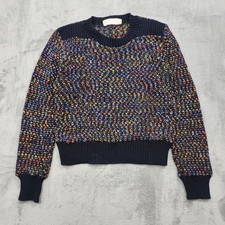 Vintage Toppers Sweater Womens S Black Rainbow Marled Knit Crew Neck Pullover picture