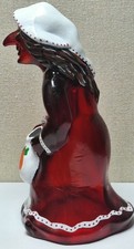 Fenton Hand Painted Ruby Glass Witch Figurine Signed Wendy C Halloween 6