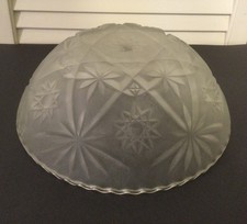 VTG Anchor Hocking Star Of David Frosted Ceiling Light Cover / Shade picture