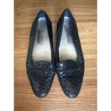 Vintage Trotters Black Woven Leather Slip-On Loafers picture
