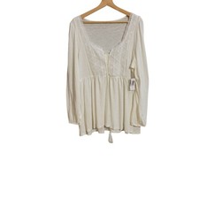 Torrid Ivory Peasant Top NWT 1X Super Soft Slub Jersey Long Sleeve Cottagecore  picture