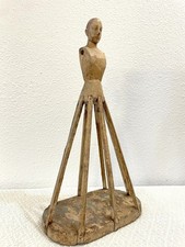 Antique Early 20thC. Rare Diminutive Size Hand Carved Wood Santos Cage Doll picture