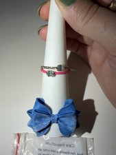 Bomb Party Flirty Forever Ring Set Sz 9 Pink Enamel Blue CZ Gold Plated NWT picture