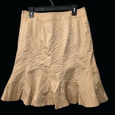 Anne Klein AK Stretch Flared Skirt Beige Seamed Back Zipper Size - 8 picture