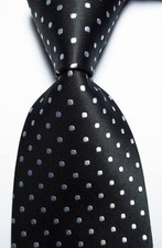 New Classic Polka Dot Black White JACQUARD WOVEN 100% Silk Men's Tie Necktie picture