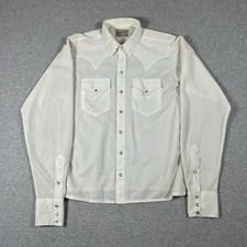 Rockmount Ranch Wear Shirt Mens Small White Pearl Snap Western Polyester Read picture
