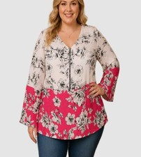 ALFANI Size 0X (14-16) CITRUS SUNSET Zip Tunic Top  Orig$75 picture