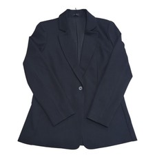 Express Women's Button Closure Lightweight Tailored Fit Ponte Blazer (Black, L) picture