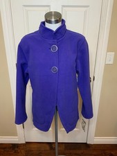 Wooly Bully Purple Fleece Double Button Swing Jacket NWT, Size Large picture