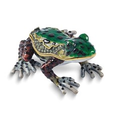 Luxury Giftware Bejeweled FERGUSON Frog Trinket Box Matching 18 inch Necklace picture