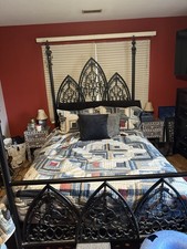 Jack And Jill Cast Iron Architectural Queen Bed Frame Excellent Condition Unique picture