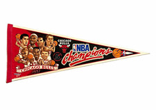 1997 Chicago Bulls NBA Finals 5x Champions Pennant Jordan Pippen 12x30. picture
