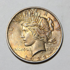 1922-P US Peace Silver Dollar $1 Nice Toning -853- picture