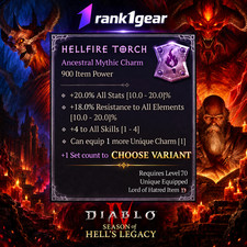 DIABLO 4 💥 HELLFIRE TORCH 💥 SEASON 15 💥Hell's Legacy💥 MYTHIC CHARM D4 S15 picture