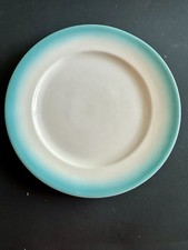 Vintage 1970s Buffalo China Restaurant Ware 5 Plates Turquoise Airbrush Rim USA picture