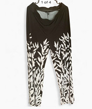 Alfani Black/White Floral Print Stretch Leggings Pants Elastic Waist Size L picture