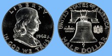 1962 FRANKLIN SILVER 90% HALF DOLLAR BU PROOF ~ UNTOUCHED FROM U.S. SET picture