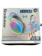 Brookstone Audio Sync Duet Wireless LED Headphones 2-Pack Bluetooth Over-Ear picture