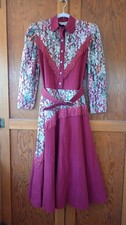 Stunning Vintage 1980s Lilia Smitty Western Dress (Deep red, fringe, cowgirl) picture