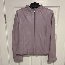 Women’s Soft Light Weight Genuine leather Jacket, Lavender size M, No Pockets. picture
