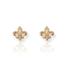 14K Yellow Gold Fleur De Lis Stud Earrings picture