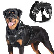 rabbitgoo Dog Harness No Pull Tactical Vest Adjustable Reflective Military Black picture