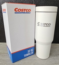 Costco Wholesale Insulated Tumbler 32 oz Cream/Beige Handle Lid Straw Cup In Box picture