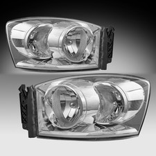 Pair Chrome Clear Halogen Headlight For 2006 2007 2008 Dodge Ram 1500 2500 3500 picture
