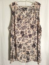 Torrid-Pale Pink Peach Black Gray White Floral Sleeveless Vneck Top Blouse-5X picture
