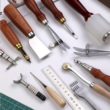 Vintage Leather Craft Tools Kit Stitching Sewing Beveler Punch Working Hand Tool picture