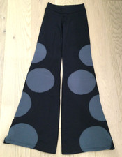 Vintage Margarita Supplex Artwear Black Gray Polka Dot Flare Pants Leggings 2 M picture