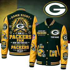 Personalized Green Bay Packers Football Baseball Jacket - ALL PRINT picture