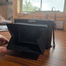 Vintage Antique Folding Bellows Camera Black Leatherette Untested Display Piece picture