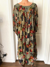 Patchouli Trapeze Tent Caftan Maxi Dress Sheer Cotton 1990s India Size Large picture