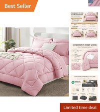 Elegant 7-Piece Queen Comforter Set - Pink Bed in a Bag, Oeko-Tex Certified picture