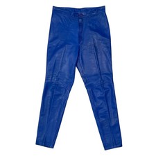 Michael Hoban North Beach Leather Pants Blue Vintage Tapered High Waist 11/12 picture