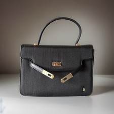Authentic BALLY Hand bag Black Horsehair Leather From Japan 01276 picture
