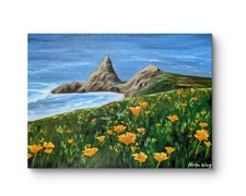 Original Oil Painting - California Big Sur Wild Poppy Flowers 16*12 picture