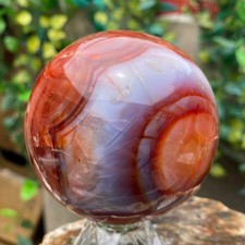 675g Natural red striped agate crystal ball mineral specimen Sphere picture