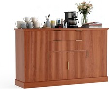 4 Door 2 Drawer Fluted Buffet Cabinet,Adjustable Shelf Sideboard for Dining Room picture