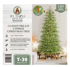 My Texas House 7.5ft Cypress Pre-Lit LED Christmas Tree 500 Twinkle Lights picture